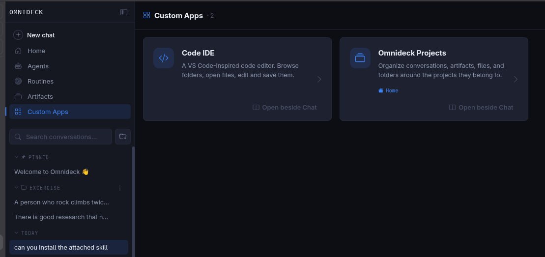 Custom apps in omnideck