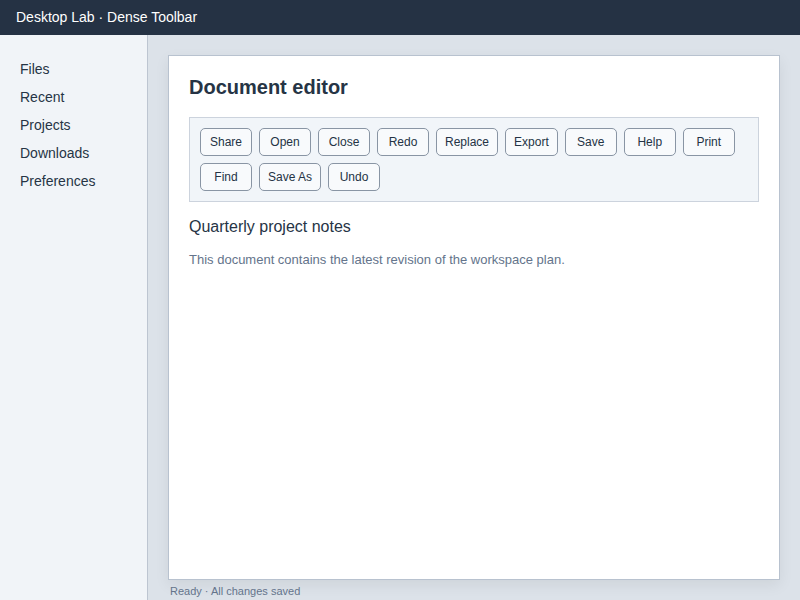 Synthetic document editor with both Save and Save As buttons in a dense toolbar.